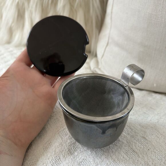 Teavana Japanese Tea Cup Set of 2 Bronze Oil Slick Metallic Ibushi Smoky Japan - Picture 7 of 15